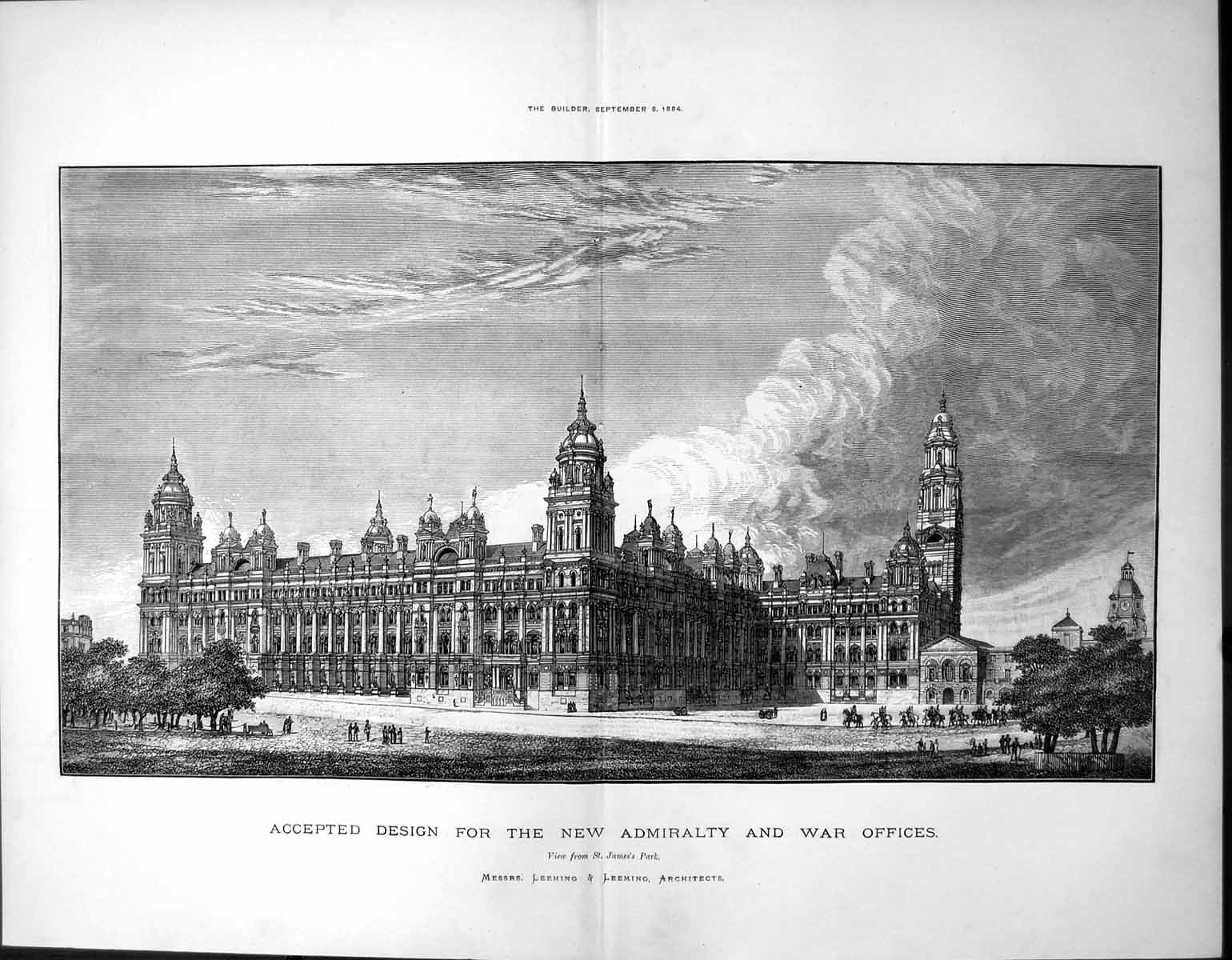 Old Accepted Design Admiralty War Offices Leeming & Leeming Arch 1884 11 19th