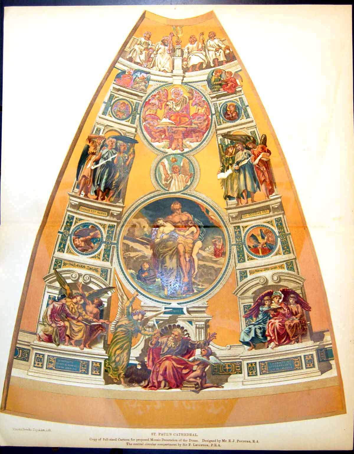 Old St Pauls Cathedral Cartoon Mosaic Decoration Dome E Poynter 1884 11 19th