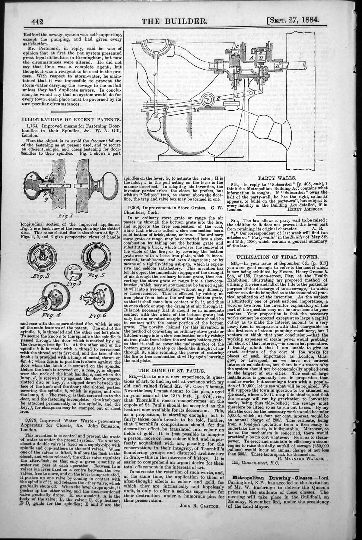 Old Print Designs Fastening Door Handles W Gill Water Waste Closets Smeaton1884