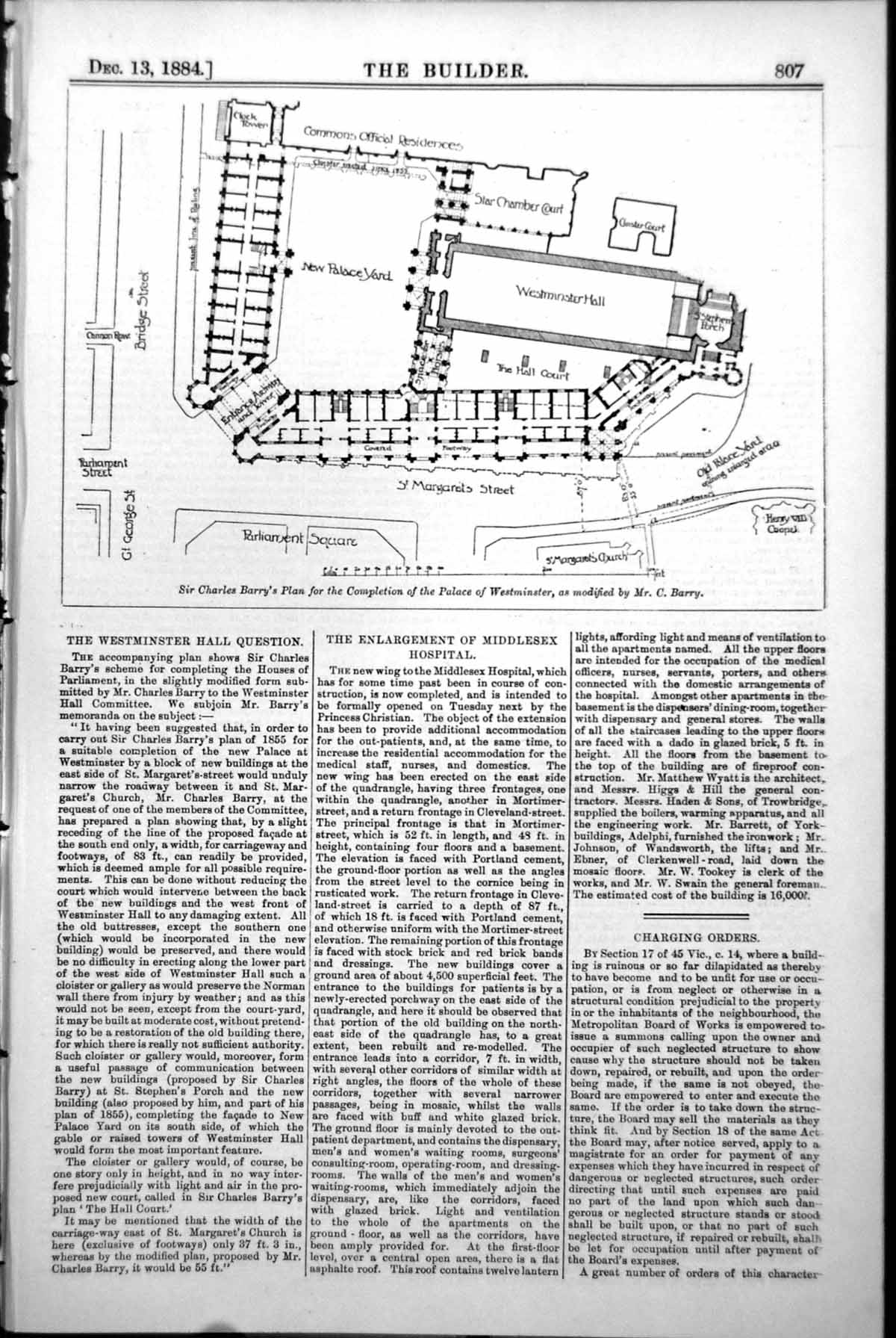 Old Sir Chrales Barrys Plan Palace Westminster Modified C Barry 1884 Victorian