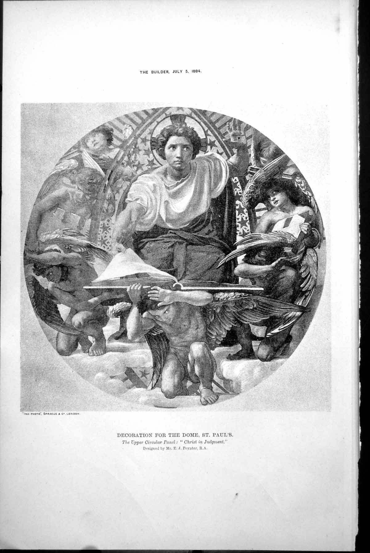 Old Antique Print Decoration Dome St Pauls Christ Judgment E Poynter 1884 19th