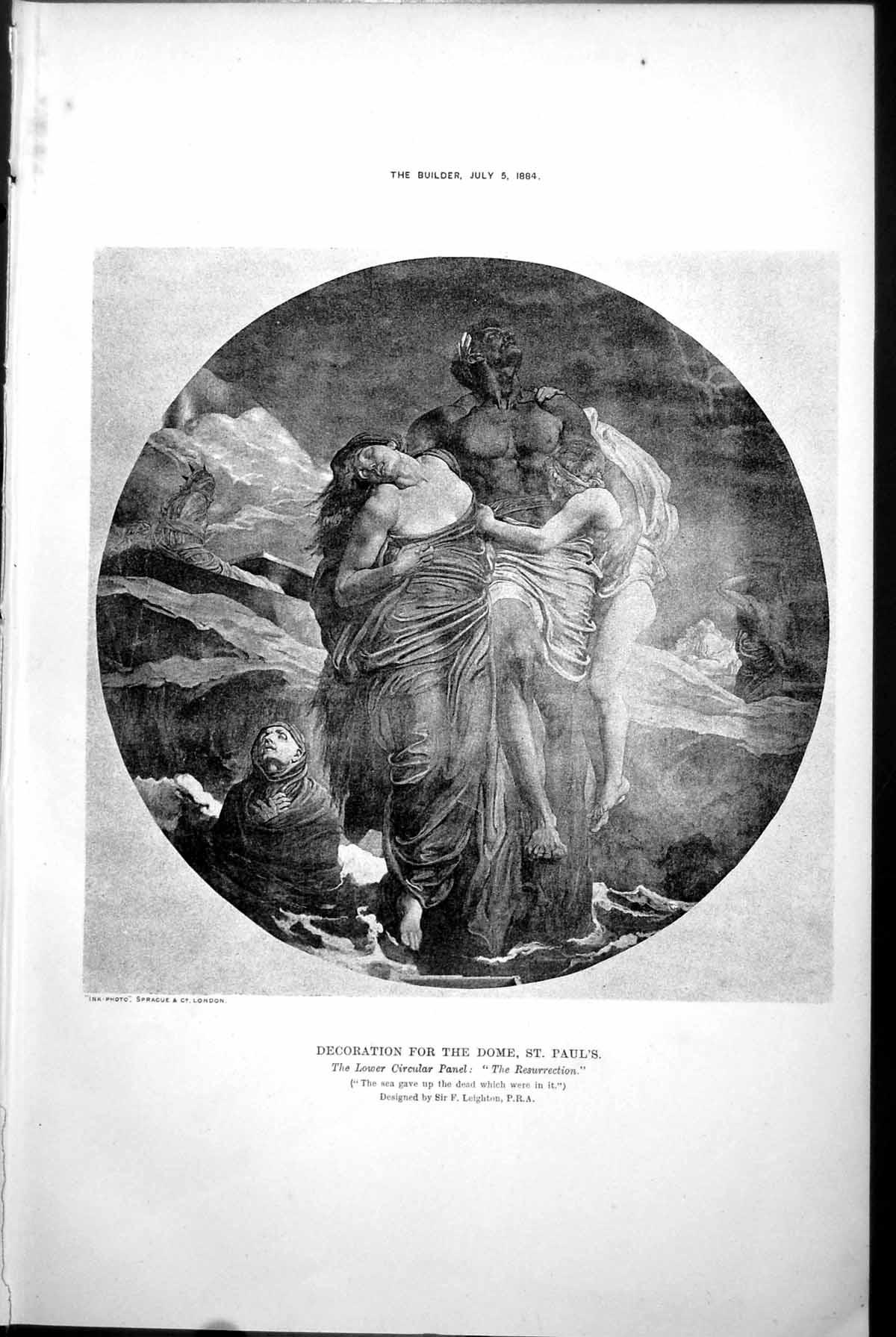 Old Print Decoration Dome St Pauls Lower Circular Panel Resurrection 1884 19th