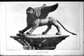Old Lion St Mark Sculpture Wings Granite Column Piazzetta Venice 1884 Victorian