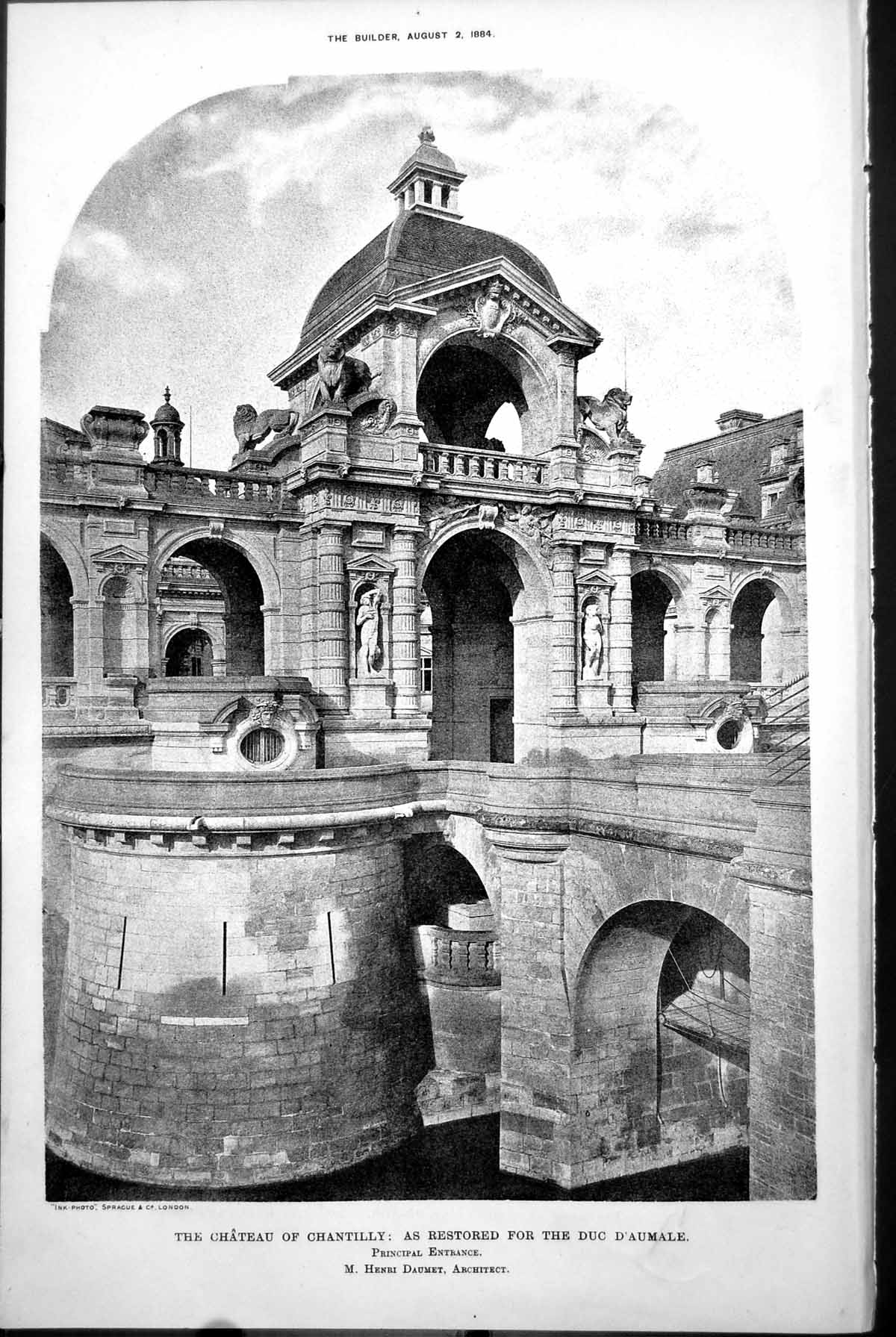 Old Chateau De Chantilly Duc D'Aumale Principal Entrance Daumet 1884 Victorian