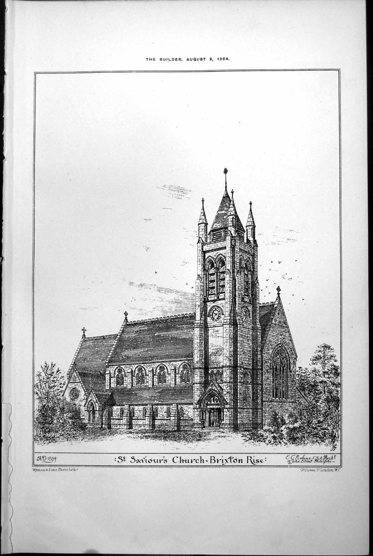 Old St Saviours Church Brixton Rise Exterior E C Robins Architect 1884 19th