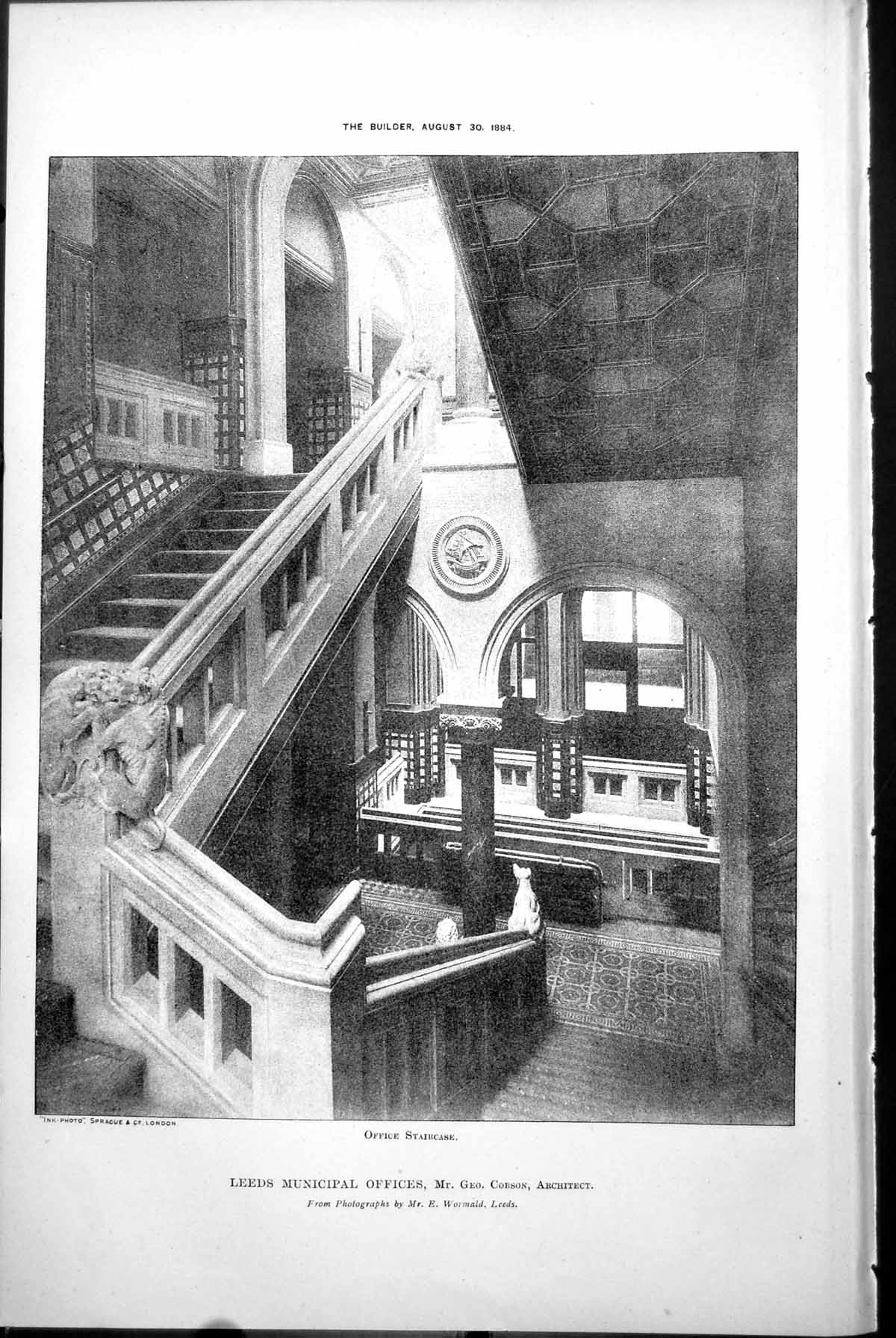 Old Leeds Municipal Offices Office Staircase Geo Corson Architect 1884 19th