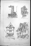 Old Antique Print House S'Malo Sanitary Arrangements Dol House River 1884 19th