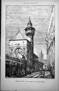 Original Old Antique Print Street In Tunis From Drawing Mr Alexander Graham 1885
