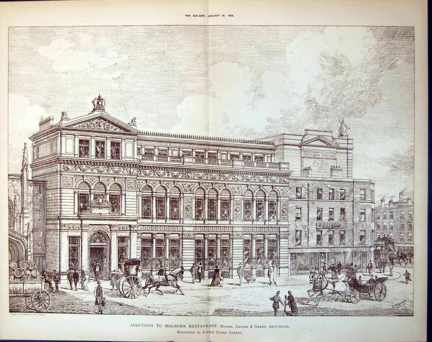 Old Additions Holburn Restaurant Elevation Little Green Street 1885Victorian