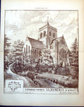 Old Print S. Padarn Church Llanberis N Wales Arthur Baker Architect 1885 19th