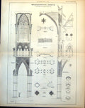 Antique Print Westminster Abbey Second Bay North Side Elevation Plans 1885