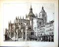 Original Old Antique Print The Cathedral Segovia Elevation 1885 19th