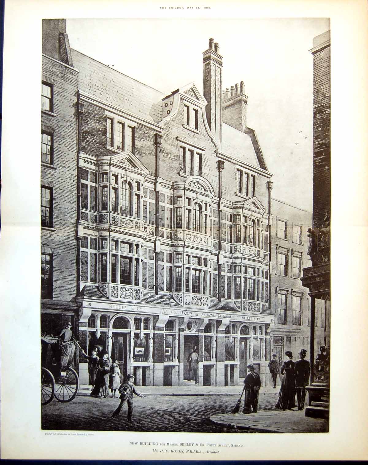 Old New Building For Mssrs Seley & Co Essex St Strand Hc Boyes 1885Victorian