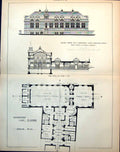 Antique Print Chelsea Vestry Hall Competition Elevation Plans Newman 1885 19th