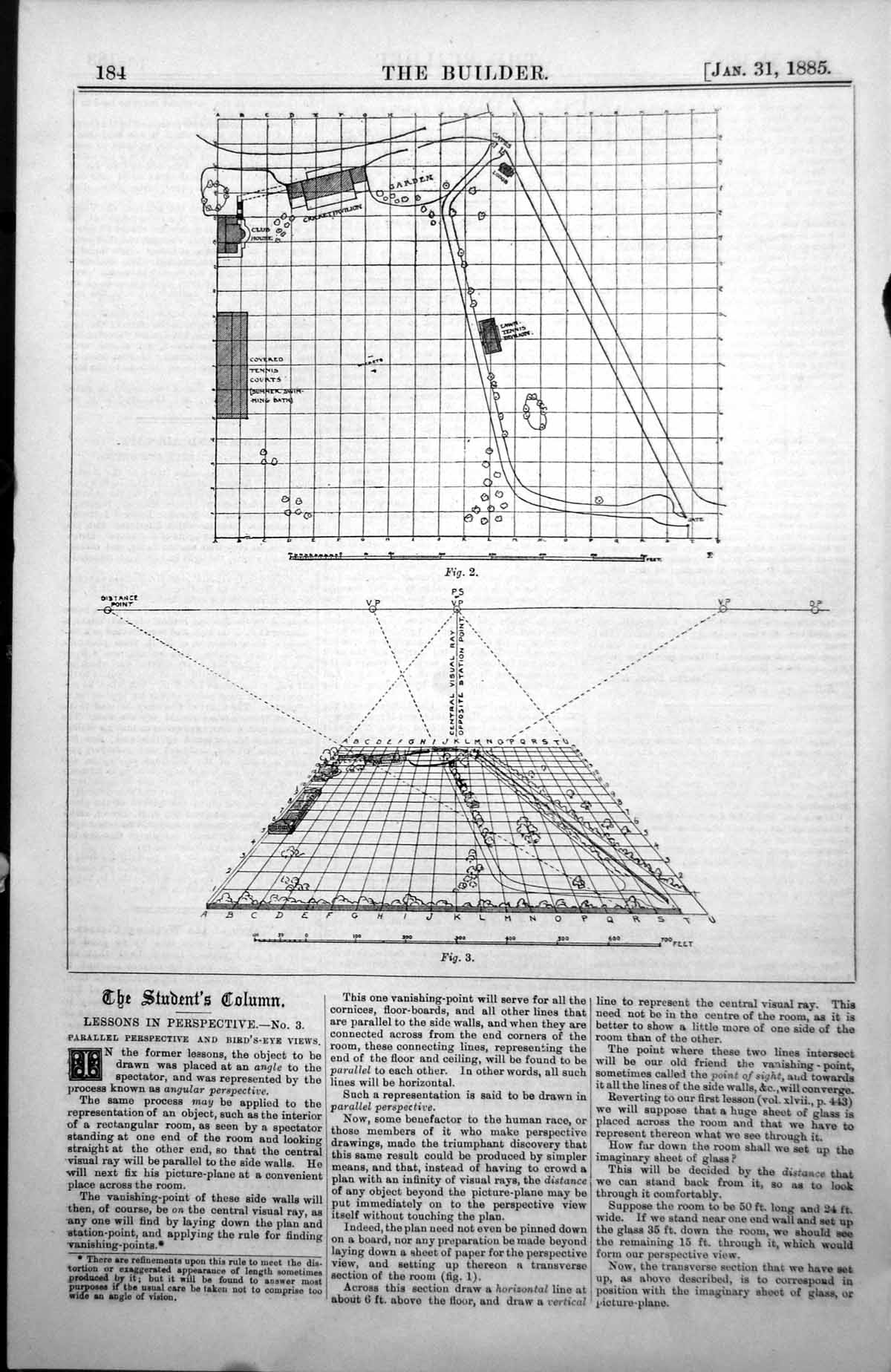 Antique Old Print Plan View Tennis Courts Cricket Pavilion Garden Raised 1885