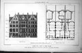 Old Print Design For Block Three Houses Elevation Ground Floor Plan 1885 19th