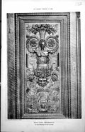 Antique Print Wood Panel Renaissance In Museum Louvre Figures Foliage 1885 19th