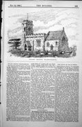 Old Antique Print Willey Church Warwickshire Perspective View Tower 1885 19th