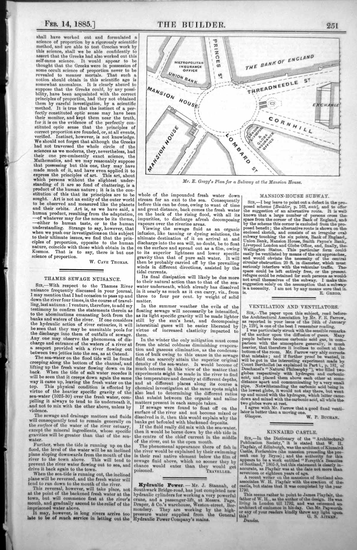 Old Print Plan Subway Mansion House Descriptive Geometry Elevations 1885 19th