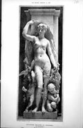 Original Old Antique Print Sculpture Magasins Du emps Paris M Chapu Spring 1885