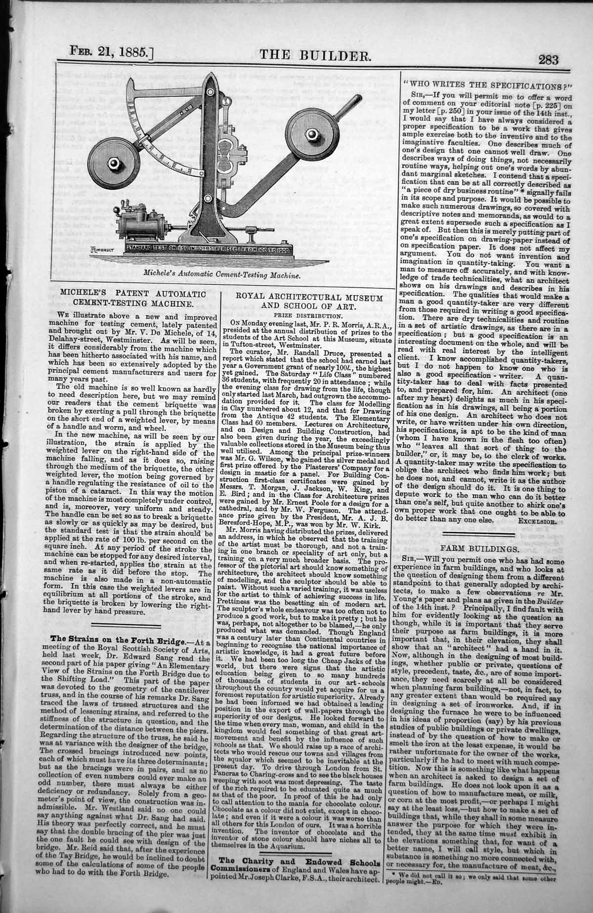 Old Michele'S Patent Automatic Cement-Testing Machine With Text 1885 Victorian