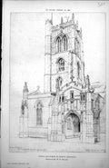 Antique Old Print Tower Porch St Mary'S Leicester Sketch Mr W H Bidlake 1885