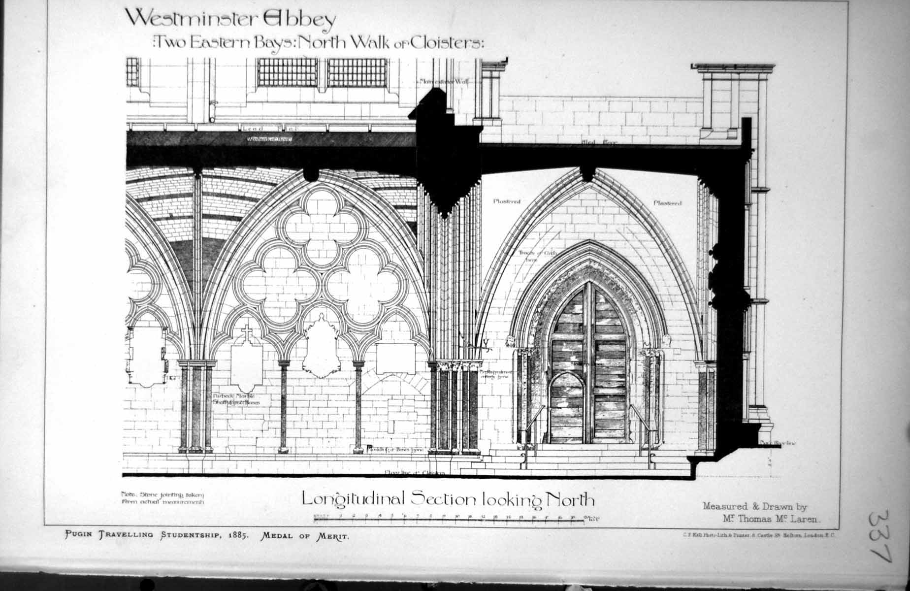 Antique Print Westminster Abbey Eastern Bays North Walk Cloisters Elev 1885