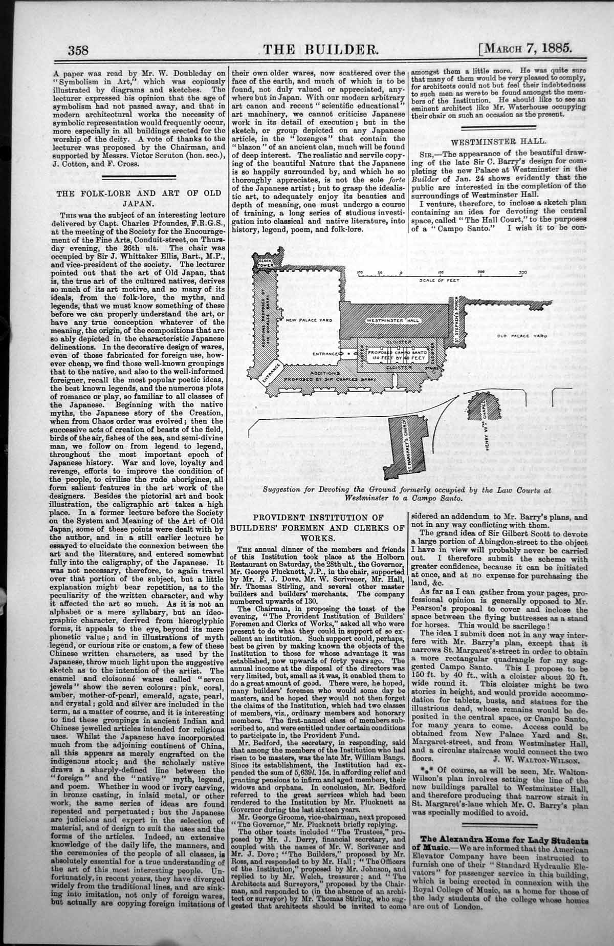 Old Print Suggestion Ground Formerly Law Courts For Campo Santo Plan 1885 19th