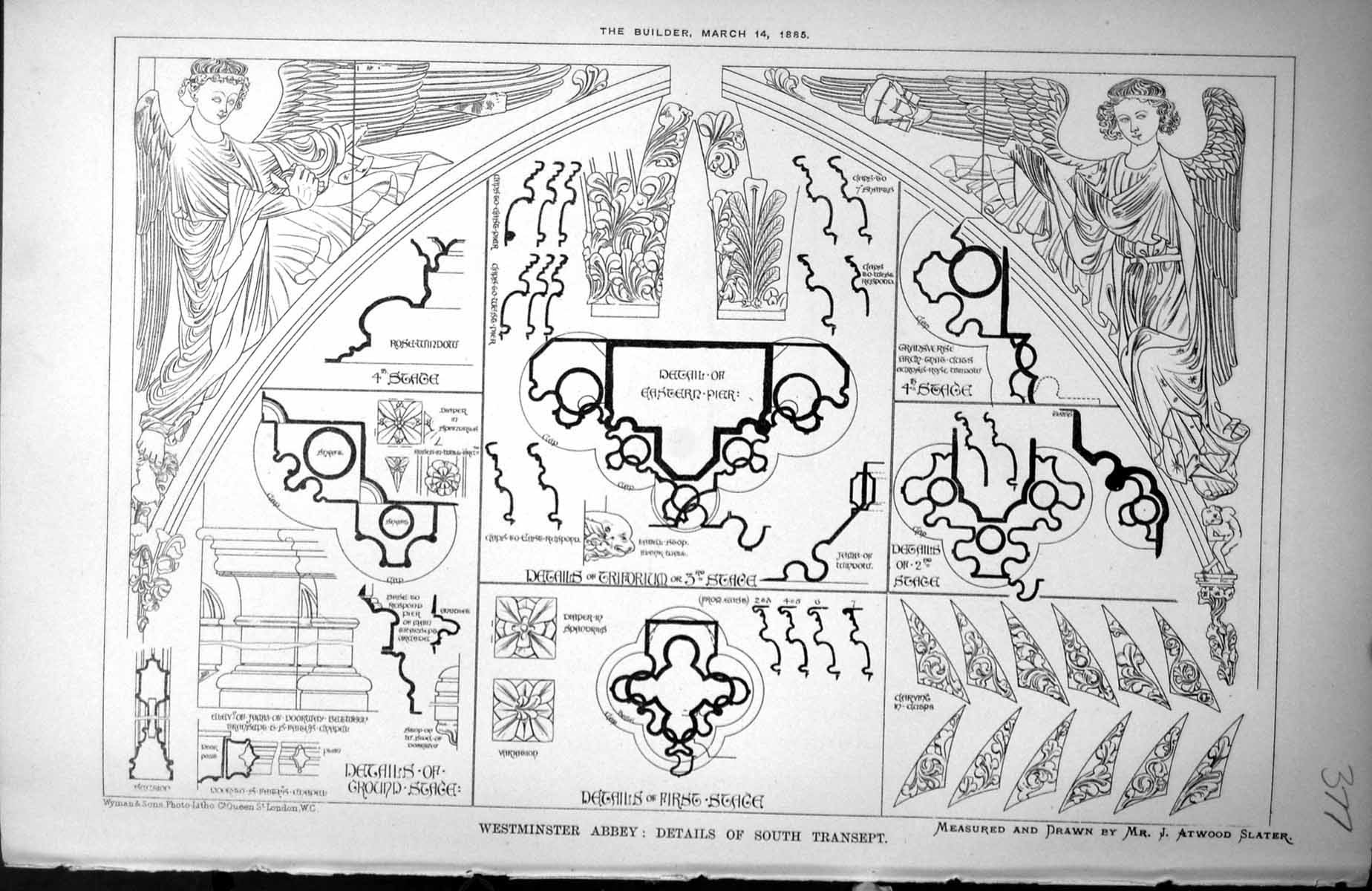 Old Westminster Abbey Details South Transept Ground First Stage 1885 Victorian