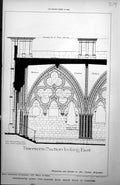 Old Print Westminster Abbey North Walk Cloisters Transverse Section 1885 19th