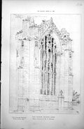 Antique Old Print East Window Melrose Abbey From Drawing Mr T Mclaren 1885 19th