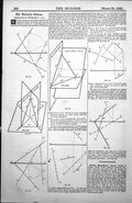 Antique Old Print Descriptive Geometry Elevation Auxiliary Plan Figures 1885