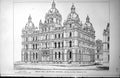 Antique Old Print Design For Municipal Mansion Aa Cox Perspective View 1885