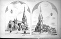 Antique Print Churches By Late Me Hadfield St Marie Burnley Sheffield 1885 19th