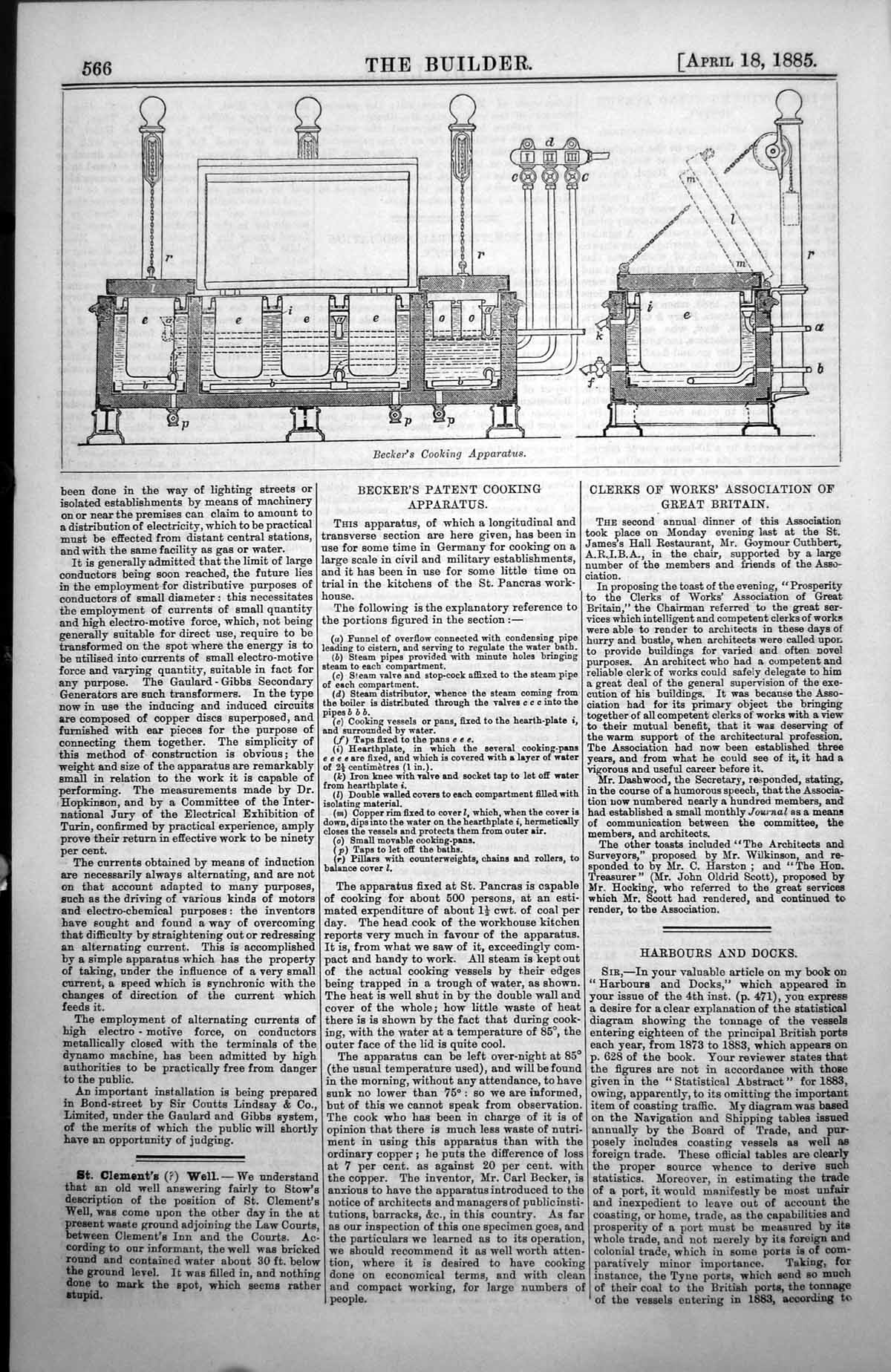 Old Print Becker'S Patent Cooking Apparatus Longitudinal Transverse 1885 19th