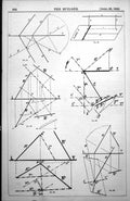 Antique Old Print Descriptive Geometry Complex Figures No Description 1885 19th