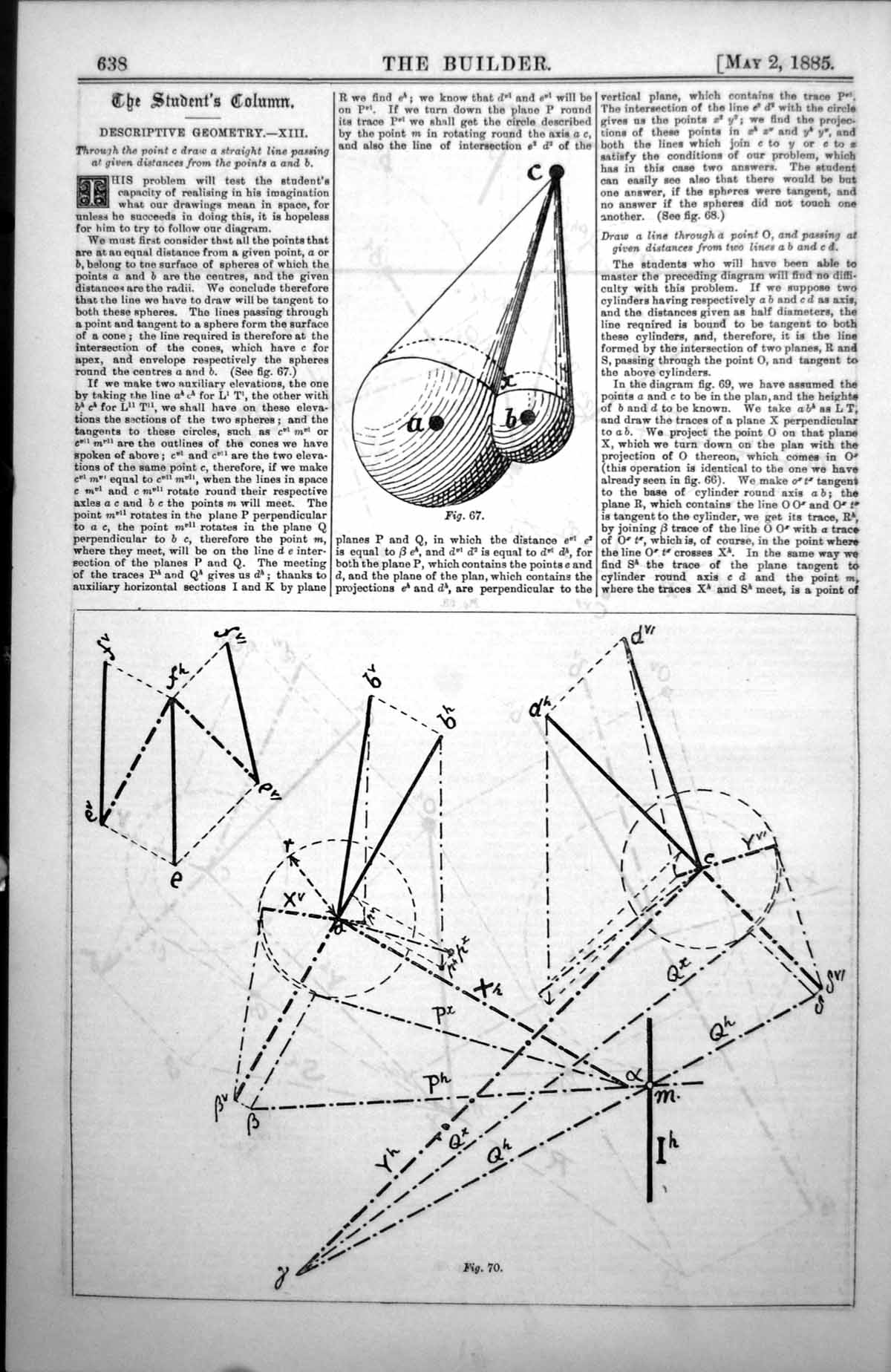 Antique Print Descriptive Geometry Diagrams Drawings Meaning In Space 1885 19th