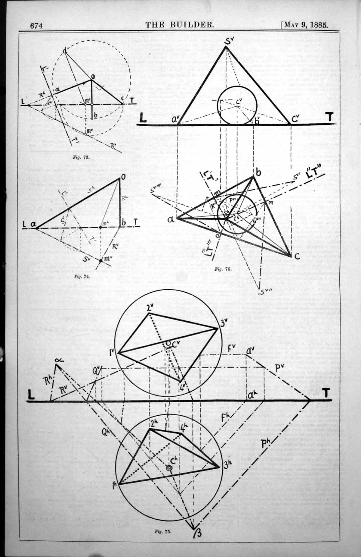 Antique Print Descriptive Geometry Complex Figures Without Description 1885