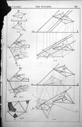 Old Antique Print Complex Descriptive Geometry Without Text Damaged 1885 19th