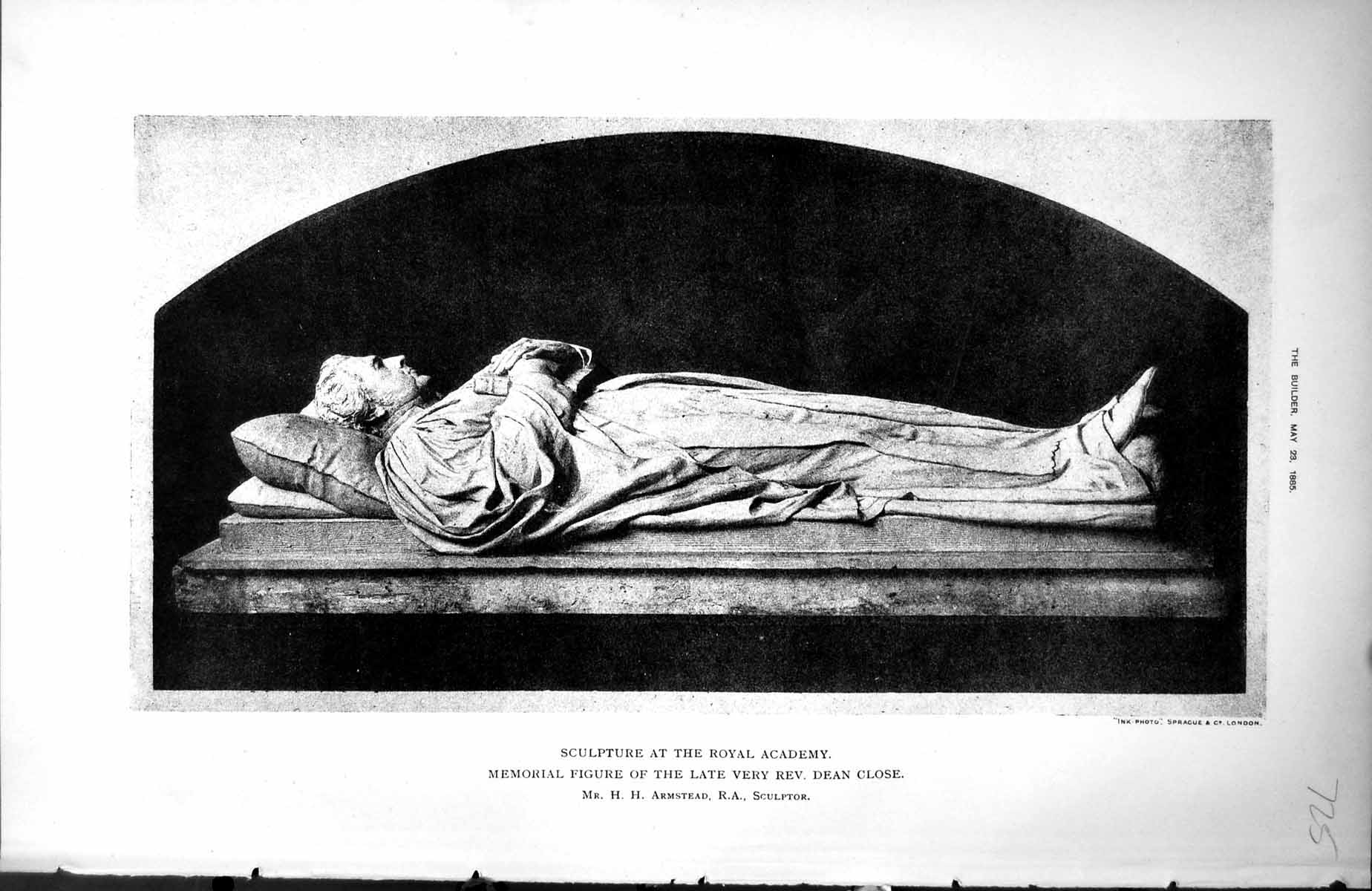 Old Print Sculpture At Royal Academy Memorial Figure Rev Dean Close 1885 19th