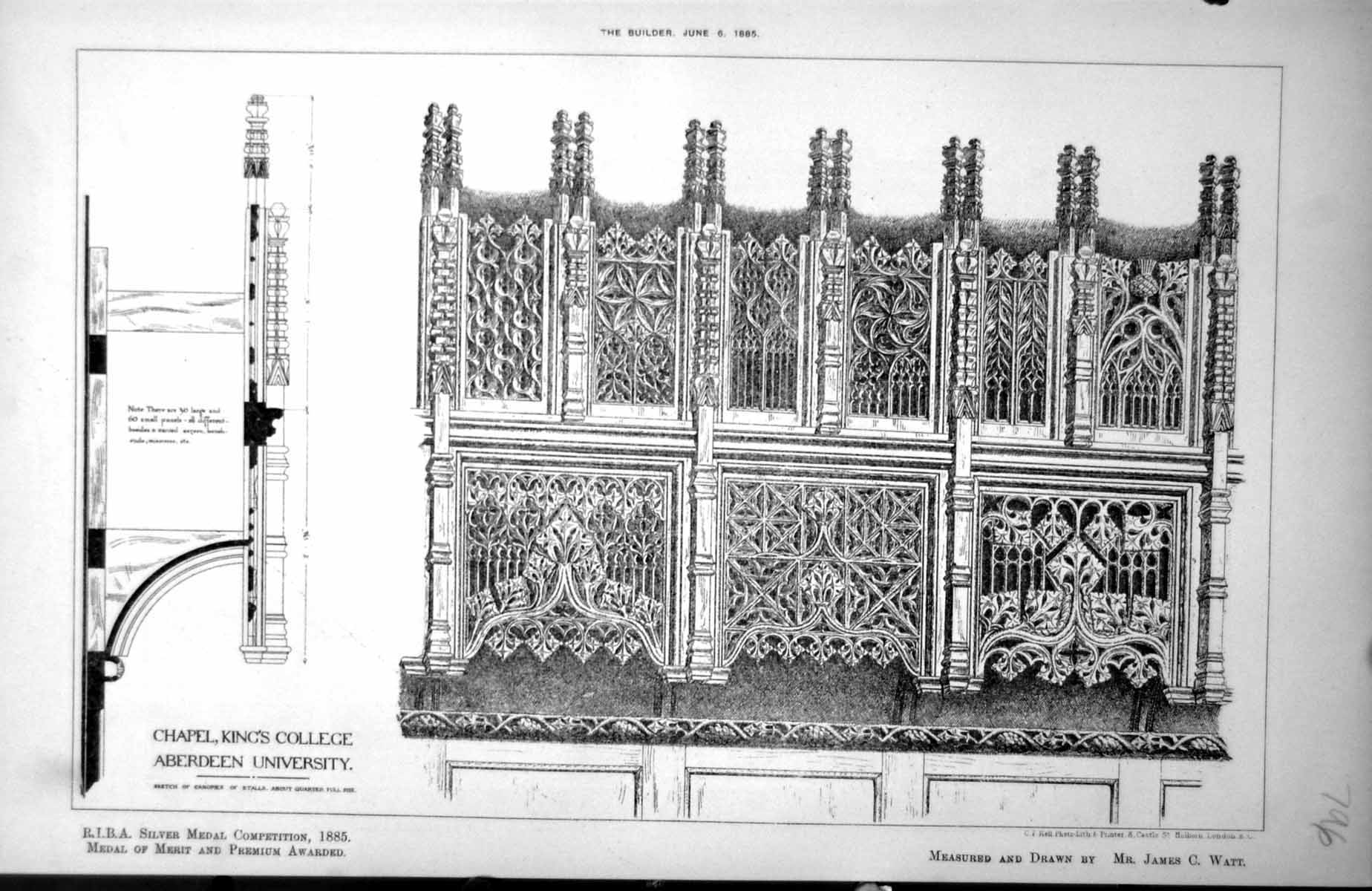 Old Chapel King'S College Aberdeen University Panels Drawn Watt 1885 Victorian