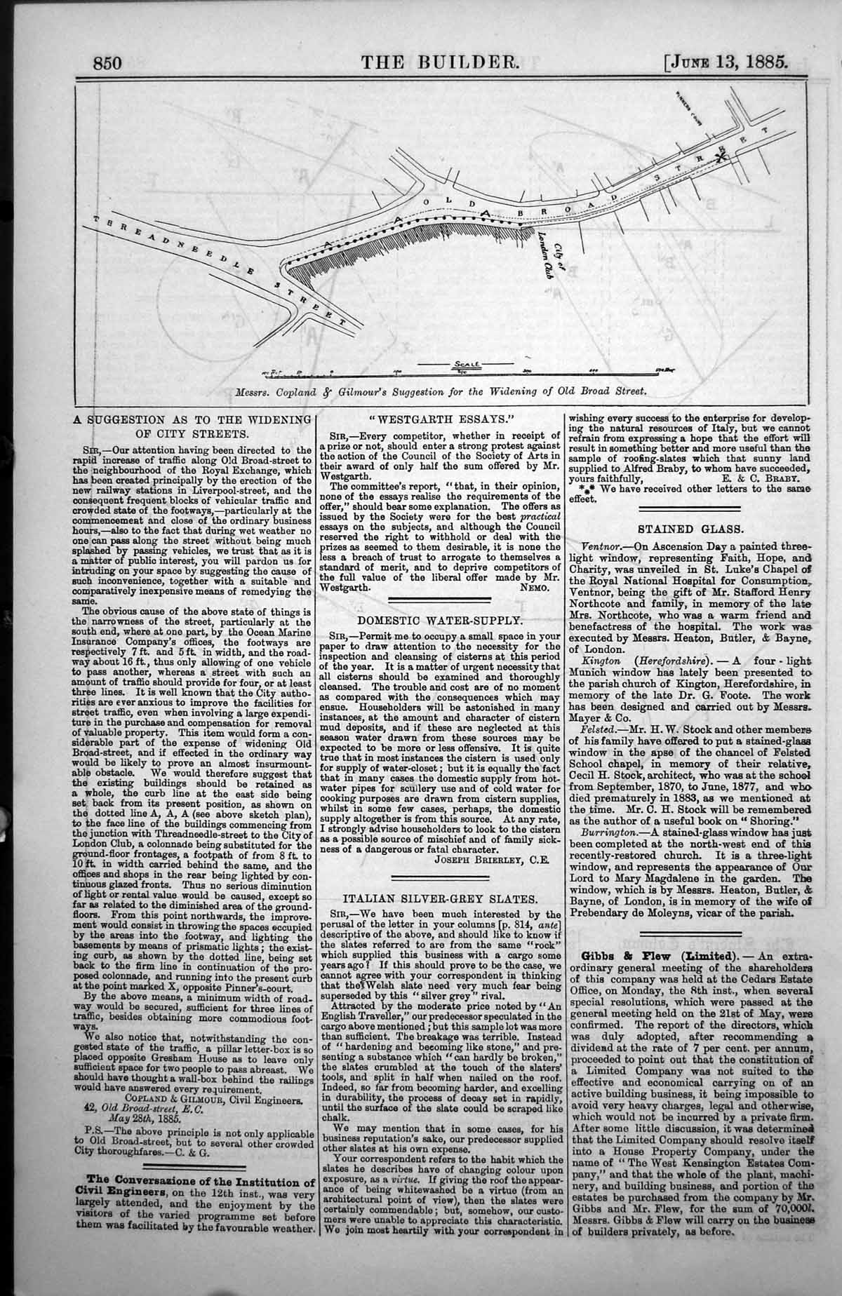 Antique Print Messrs Copland & Gilmour'S Suggestion Widening Broad St. 1885
