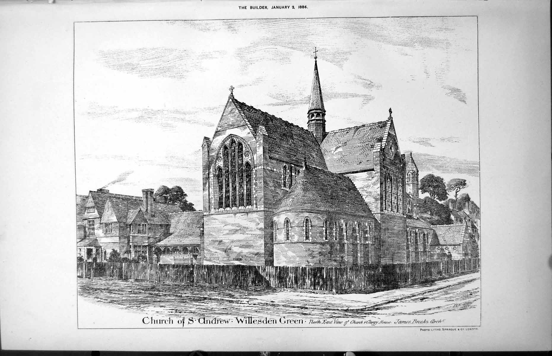 Old Church St Andrew Willesden Green N E View Church Clergy Brooks1886 19th