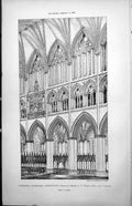 Antique Old Print Liverpool Cathedral View Choir Messrs Bodley & Garner 1886