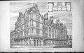 Old Print Plans Design Town Mansion H Cresswell Royal Academy GMedal1886 19th