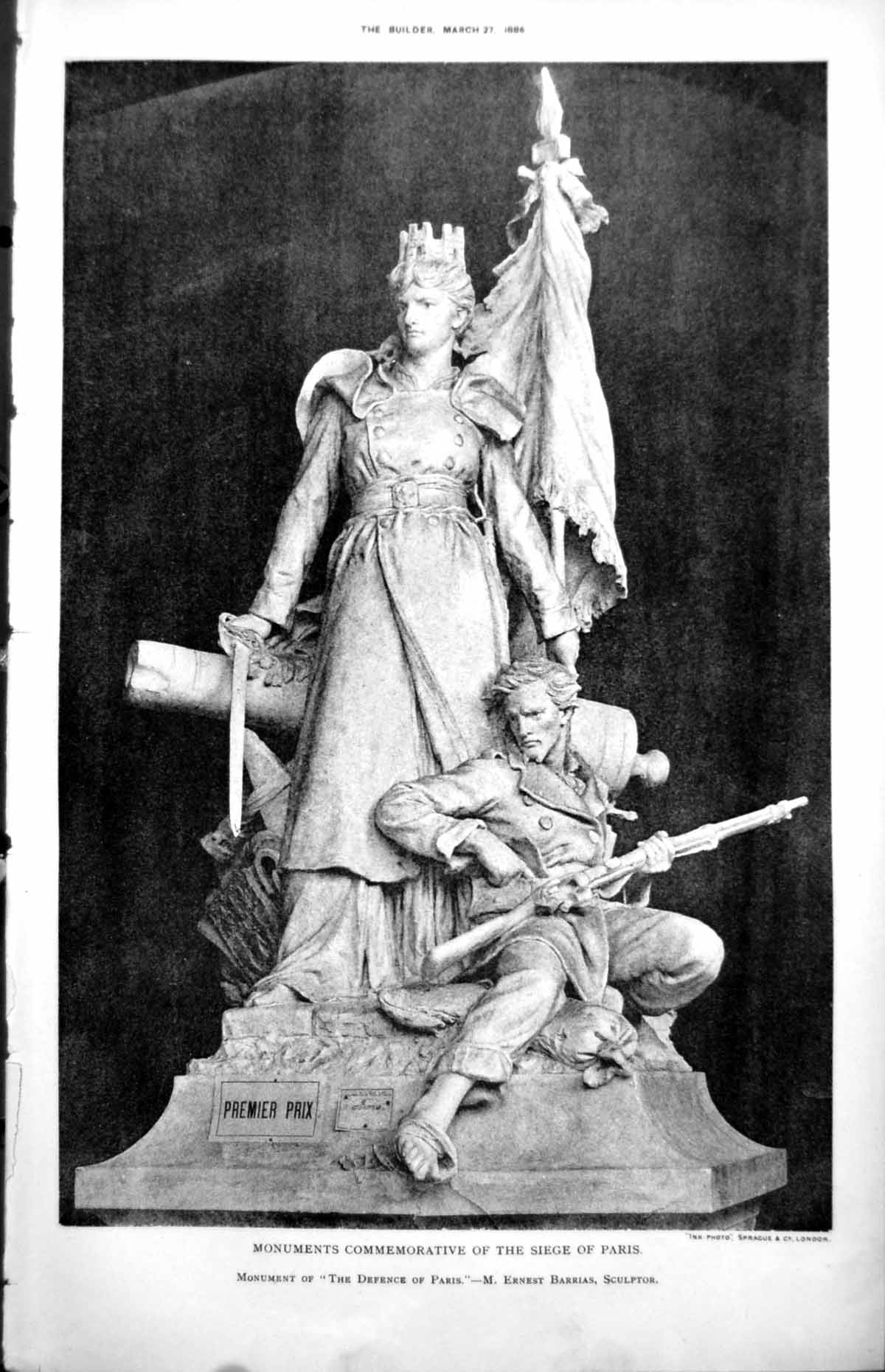 Old Monuments Commemorative Siege Paris Defence Paris E Barrias 1886Victorian