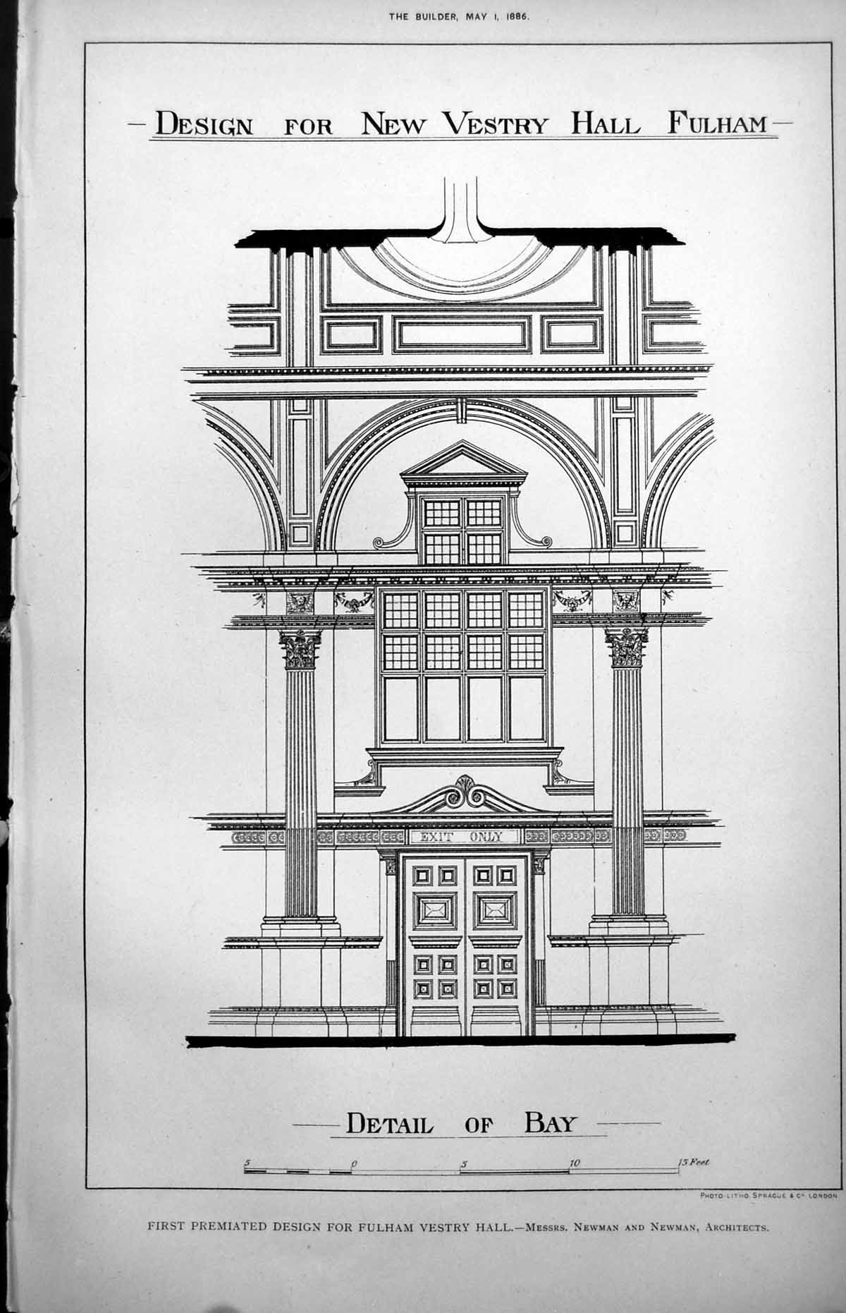Old Design New Vestry Hall Fulham Detail Bay Newman Newman Arch 1886Victorian