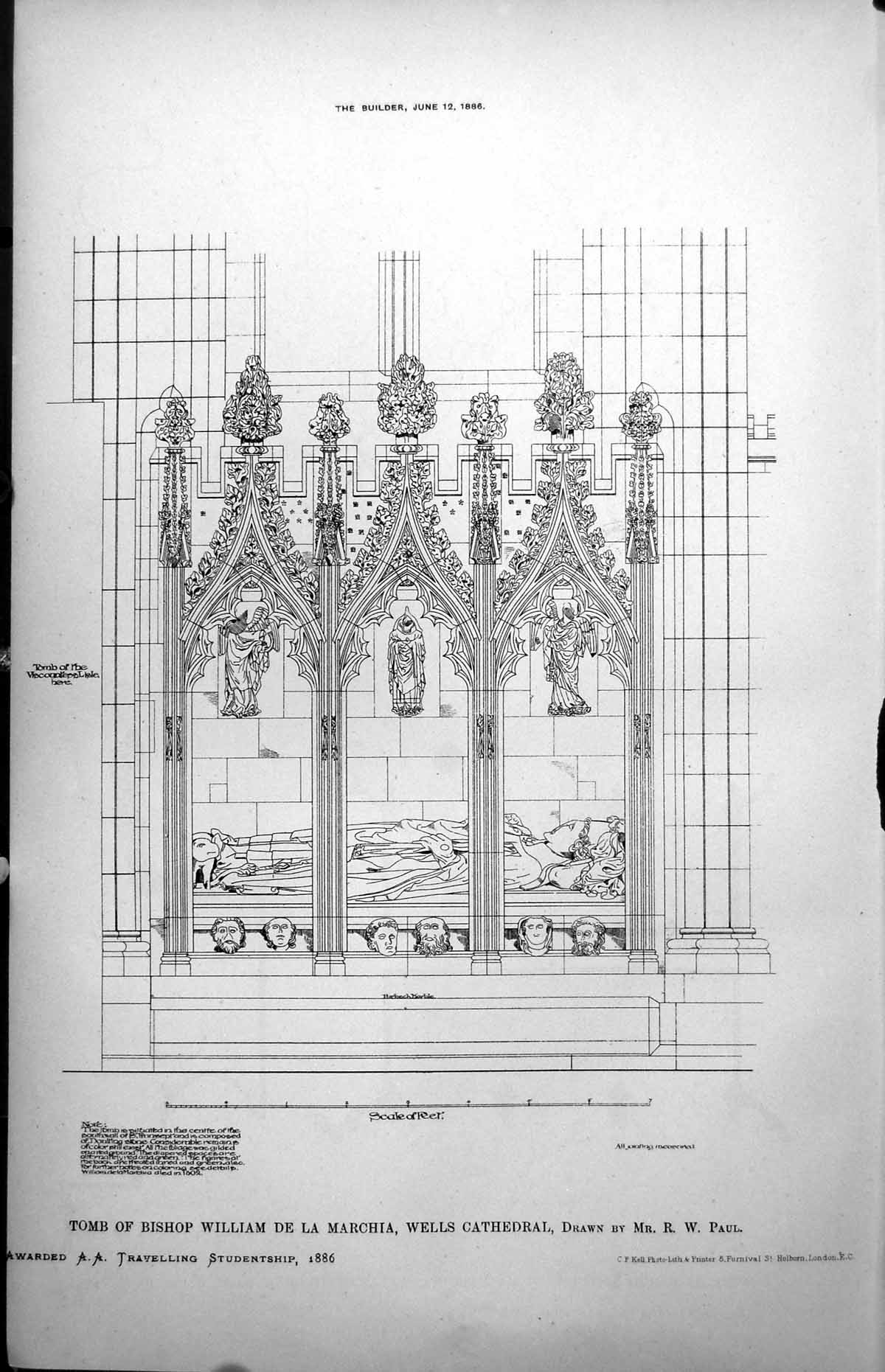 Old Tomb Bishop William De La Marchia Wells Cathedral R W Paul 1886Victorian