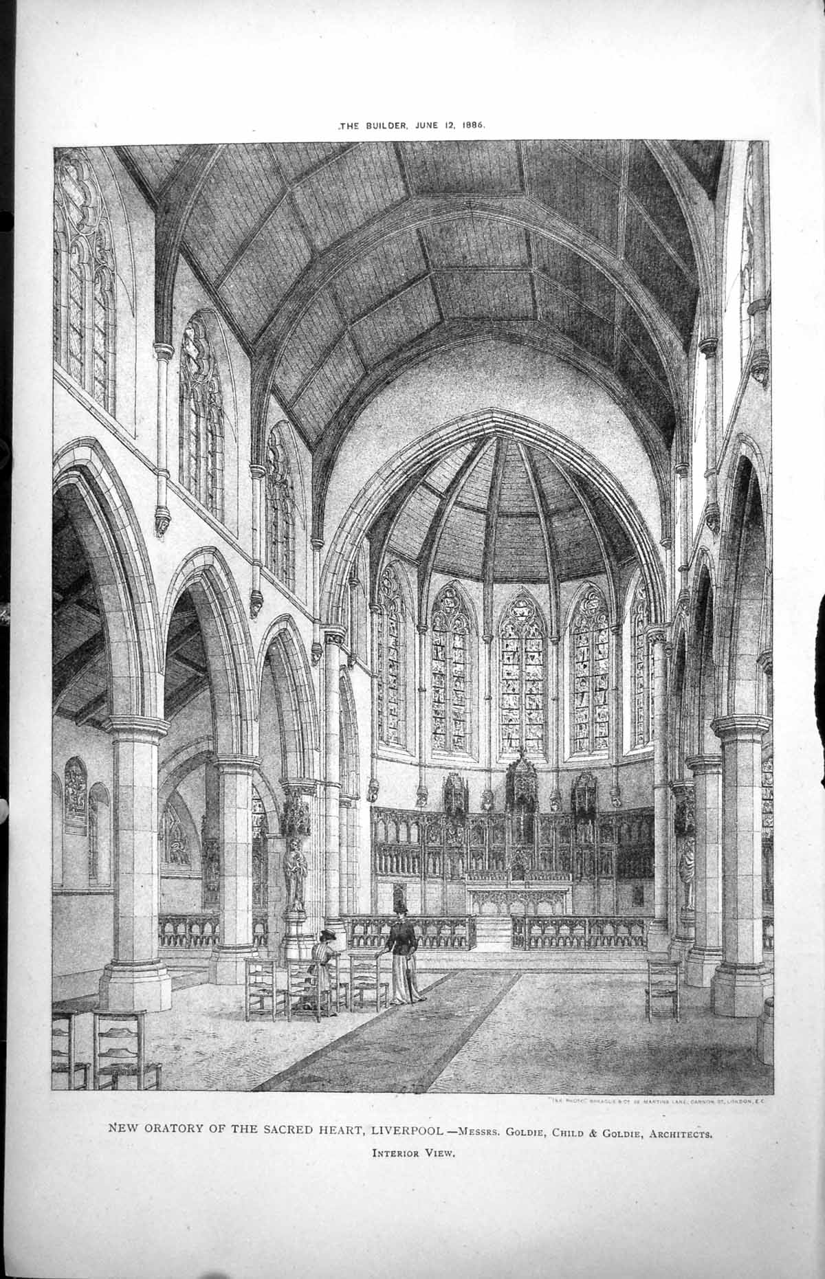 Old Interior New Oratory Sacred Heart Liverpool Gie Child Arch 1886Victorian