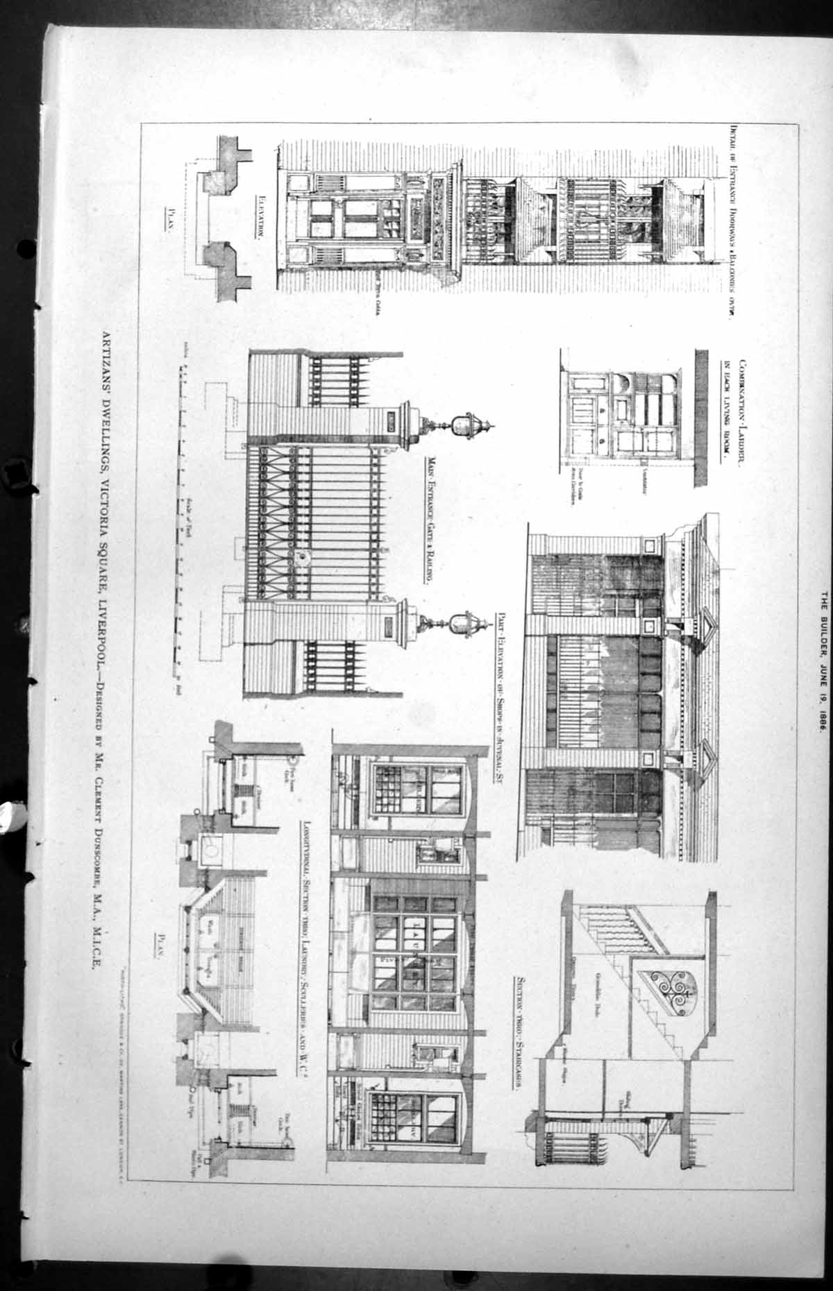 Antique Old Print New Sorbonne Paris Exterior M Paul Nenot Architect 1886 19th